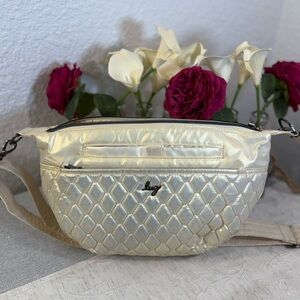 Lug Bolero Crossbody Bag Metallic Pearl Champagne - Star Lining w/ many Pockets